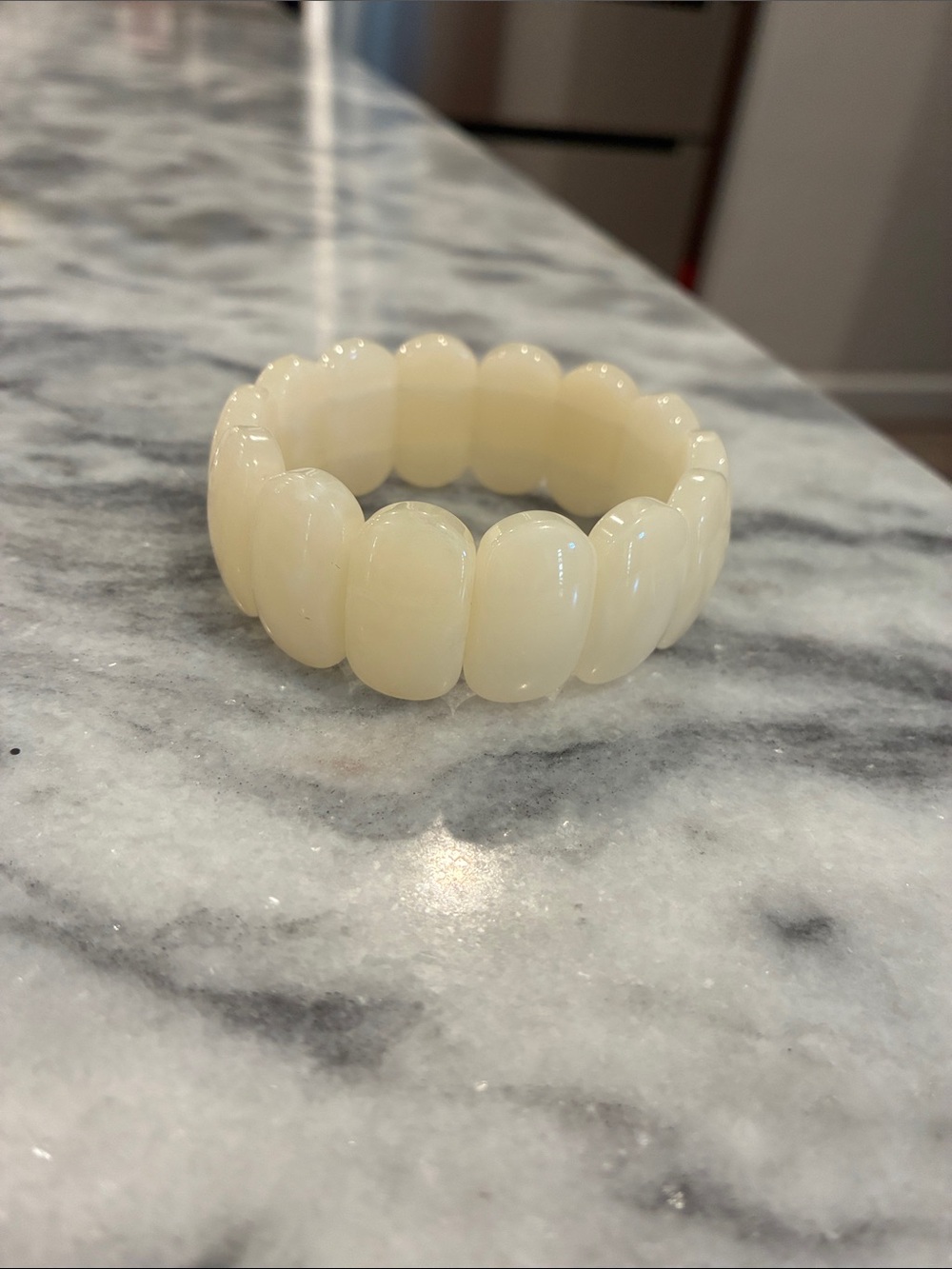 Cream Beaded Stretch Bracelet - Women's Jewelry